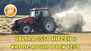 Baling 2022 | Valtra 8550 Hitech & Krone Round Pack 1250 baling straw