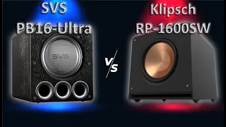 PORTED Subwoofer Showdown / Klipsch RP-1600SW vs SVS PB16-Ultra Head to Head!!