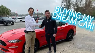 BUYING MY DREAM CAR  - 2019 MUSTANG GT PREMIUM 10 SPEED!!!