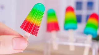 Amazing Miniature Rainbow Ice Cream Decorating - Tasty Jello Rainbow Popsicle Recipe | Mini Bakery