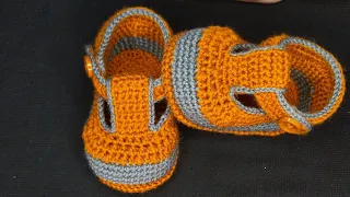How to crochet Baby Booties | crochet baby sandals for baby boy|Very easy✔️ #crochetbabyshoes
