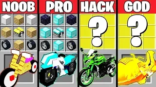 Minecraft Battle: EPIC MOTORCYCLE CRAFTING CHALLENGE - NOOB vs PRO vs HACKER vs GOD ~ Animation