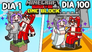 💘Sobreviví 100 DÍAS en un SOLO BLOQUE con mi NOVIA LOCA en Minecraft HARDCORE!