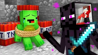 JJ Control Enderman MIND to KIDNAP Mikey in Minecraft Maizen