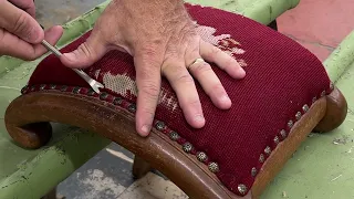 Upholstering An Antique Footstool