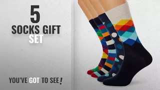 Top 10 Socks Gift Set [2018]: Happy Socks Men's Mix Gift Box Socks (Pack of 4)