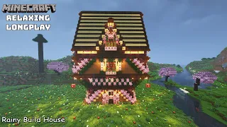 Minecraft Relaxing Longplay - Rainy River Side - Cozy Cottage House ( No Commentary ) 1.20