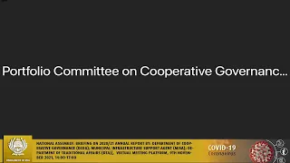 Portfolio Committee on Cooperative Governance and Traditional Affairs, 9th November 2021