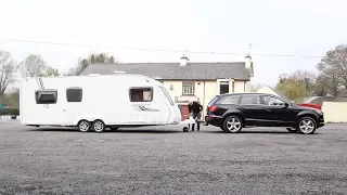 Audi Q7 towing a double axle caravan 44 feet long | The Garage EP3