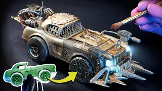 Making a MAD-MAX car from DOLLAR TREE TOYS! (How to kitbash a POST-APOCALYPTIC Gaslands vehicle!)