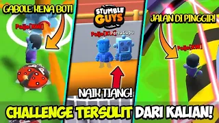 AKU MENCOBA CHALLENGE TERSULIT DARI KALIAN🤯😤 ! NAIK TIANG, LASER TRACER & BOT BASH! - Stumble Guys