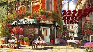 Spring Morning & Relaxing Sweet Jazz Music at Outdoor Coffee Shop Ambience for Work, Study, Relax
