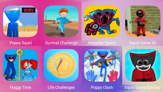 Poppy Squid, Survival Challenge 3D, Imposter Squid 456, Squid Game All Challenge, Huggy Time