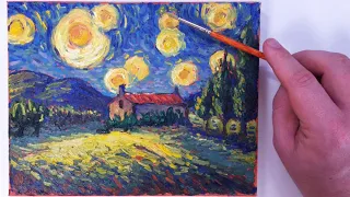 How To Paint ANY Night Landscape Like Van Gogh | Your Own Starry Night In 9 Simple Steps