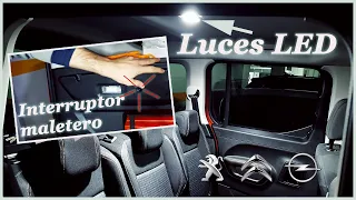 💡 Luces interiores led + Interruptor luz maletero | Peugeot Rifter, Citroën Berlingo, Opel Comboo