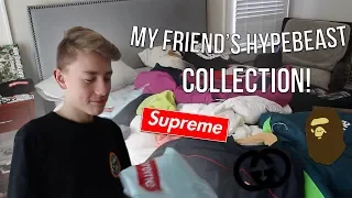 MY FRIEND'S HYPEBEAST COLLECTION!! (Supreme, Bape, Etc.) + Skating