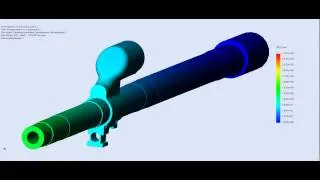 AK-47 barrel vibrations, Linear dynamic analysis, 3D simulation.