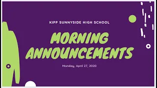 April 27, 2020--Morning Announcements