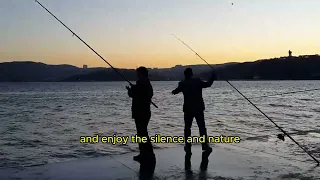Fishing with a fishing rod in the morning in Istanbul .