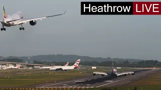 🔴London Heathrow Airport Live Crosswind Landings Storm Pia Emirates Dubai A380 British Airways A350