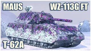 T-62A, Maus & WZ-113G FT • WoT Blitz Gameplay