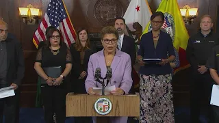 Mayor Bass addresses Hurricane Hilary emergency measures in LA
