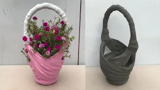 How to Make Beautiful Planters at Home / Unique Ideas From Cement And Rags