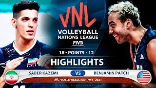 Iran vs Usa | VNL 2021 | Highlights | Saber Kazemi vs Benjamin Patch