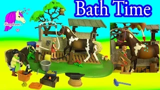 Playmobil + Schleich Bath Time Water Play Horse Playset - Unboxing Video Honeyheartsc