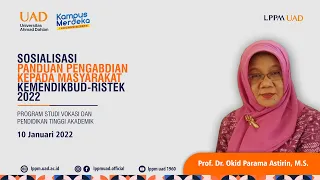 Sosialisasi Panduan Pengabdian kepada Masyarakat Kemendikbud-Ristek 2022