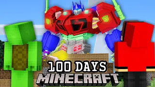 I Survived  100 Days Of Attack of OPTIMUS PRIME Giant TITAN - in Minecraft - Maizen