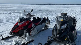 Ice Bridge To Mackinac Island (Michigan) On The Snowmobile