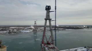 Gordie Howe International Bridge Construction Site In Detroit, Michigan | DJI Mini 3 Drone 4K