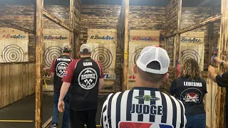 Ronnie and Dave Throwing  Duals  at the WATL US OPEN Axe Mafia