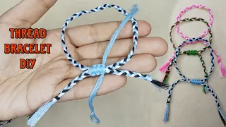 Macrame Tutorial|| DIY Simple Sewing Thread Bracelet With Adjuster| Membuat Gelang dari Benang