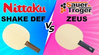 Nittaku Shake Defence VS Sauer & Tröger Zeus Table Tennis Hinoki Carbon Blades