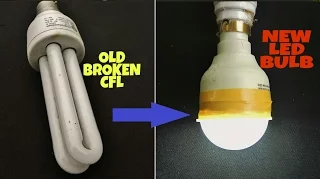 Convert OLD Broken CFL Bulb into LED Bulb ! Money Saving Life Hacks !