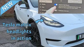 Tesla's new adaptive high beams software - Matrix LED headlights now work!