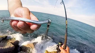 catching fish on CHUNKS of metal - jetty fishing