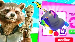 I Traded My *MEGA NEON RACCOON* In Adopt Me !! Roblox Adopt Me Trading Mega Pet As *ROCKET RACCOON*