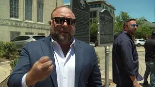 Alex Jones speaks to media during Sandy Hook defamation trial | FOX 7 Austin