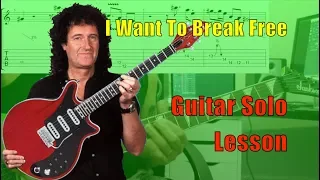 How to play ‘I Want To Break Free’ by Queen Guitar Solo Lesson w/tabs
