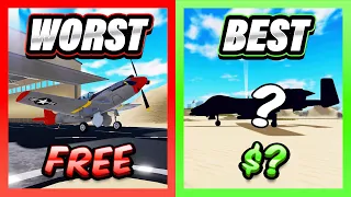 RANKING EVERY SINGLE PLANE In War Tycoon! - NEW A-10 WARTHOG UPDATE