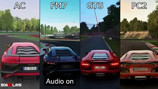 Assetto Corsa vs Forza 7 vs GT Sport vs Project CARS 2 Lamborghini Aventador