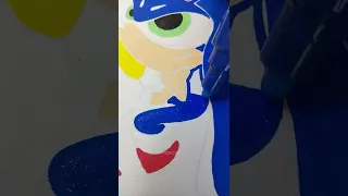 Drawing SONIC + Splatoon 3 =⁇🤣Fusion Effect Using Posca Markers! #Shorts