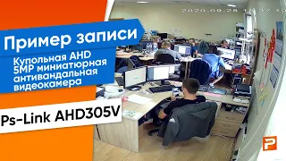 Пример записи Купольная AHD 5MP миниатюрная антивандальная видеокамера Ps-Link AHD305V