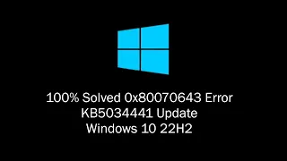 Easy #Fix #0x80070643 Error in #Windows 10 #KB5034441 Update 100% Solved (With Turkish Subtitle)