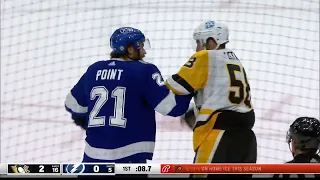 Brayden Point and Kris Letang Drop The Gloves Late In The First Period