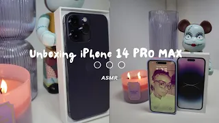 ASMR | UNBOXING IPHONE 14 PRO MAX (1TB DEEP PURPLE) + setup + accessories (shown in every color)🫧🫧