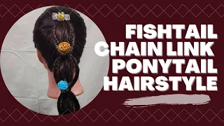 How to create the 🐠 fishtail chain link ⛓ ponytail hairstyle - Party Hair Style  #hairstylesforgirls